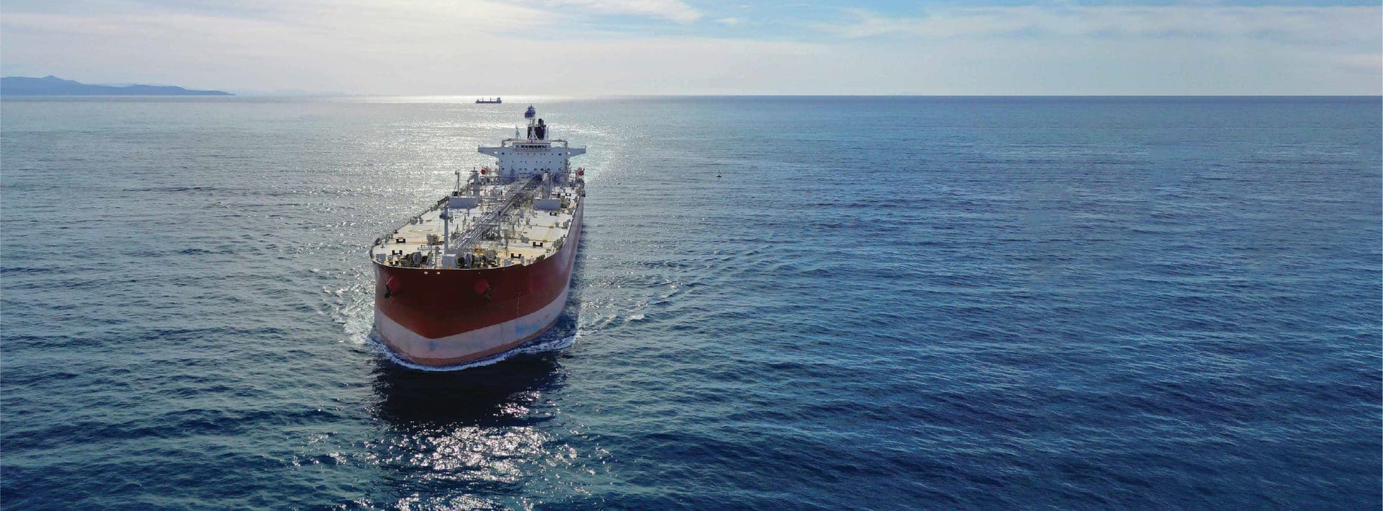 A crude tanker under way at sea.